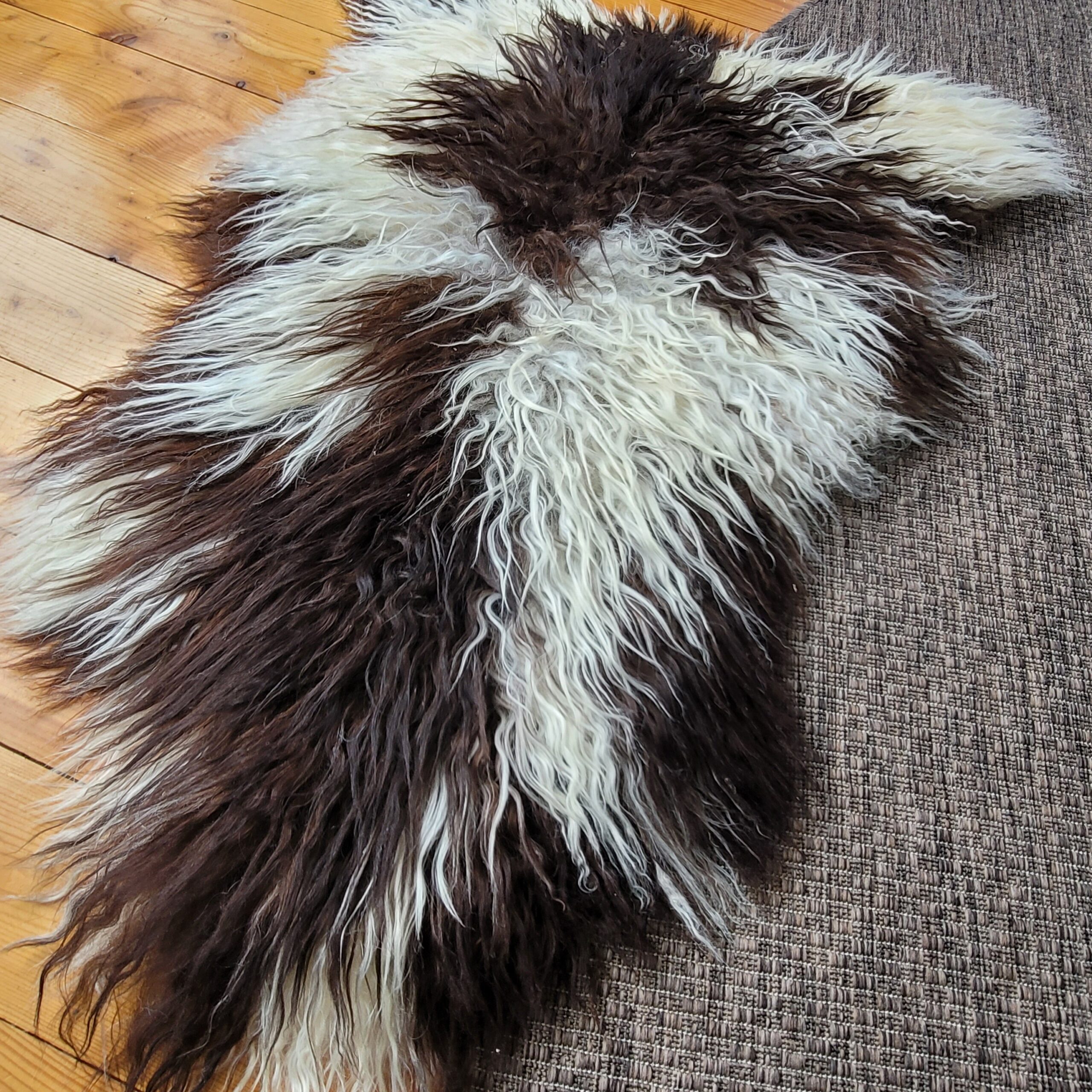 Ecru, Brown & Gray Spotted Icelandic Sheepskin Rug 48″ × 32″ - Image 4