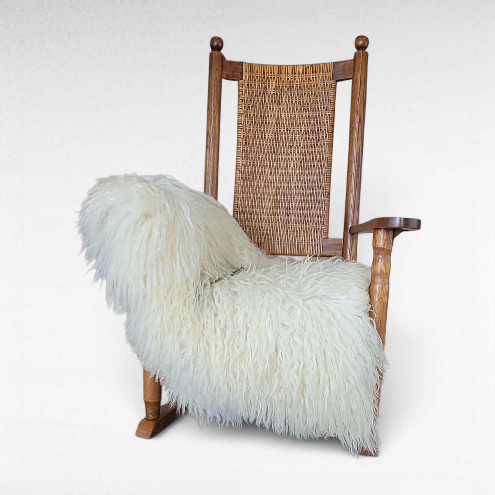 Ecru & Brown Spotted Curly Icelandic Sheepskin Rug 49″ × 34″ - Image 2