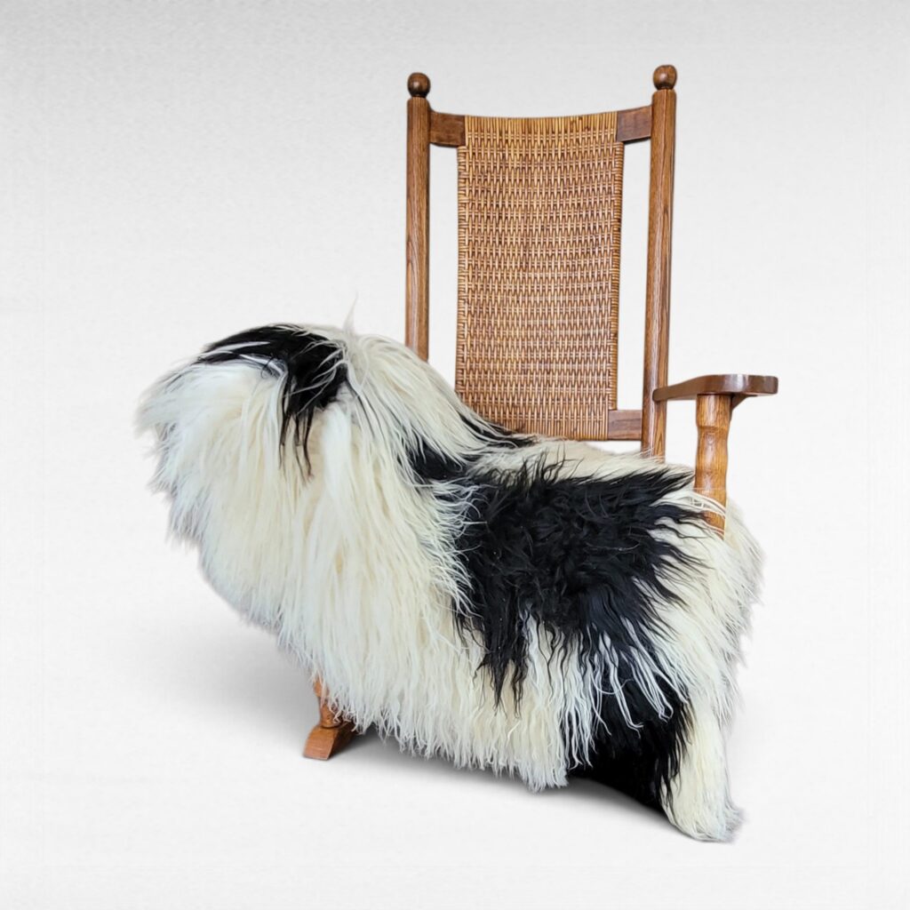 Classic Ecru Spotted Curly Icelandic Sheepskin Rug 48″ × 34″