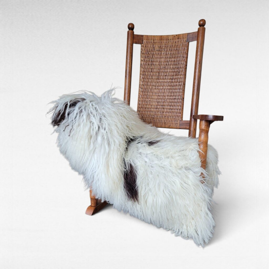 Gray-Base Ecru & Dark Spotted Icelandic Sheepskin 48″ × 33″