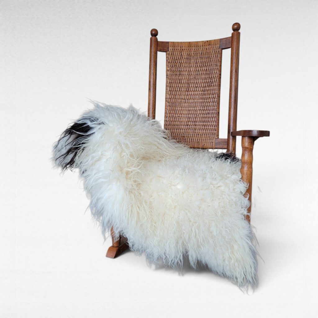 Woolly Textured Ecru Spotted Icelandic Sheepskin 49″ × 31″