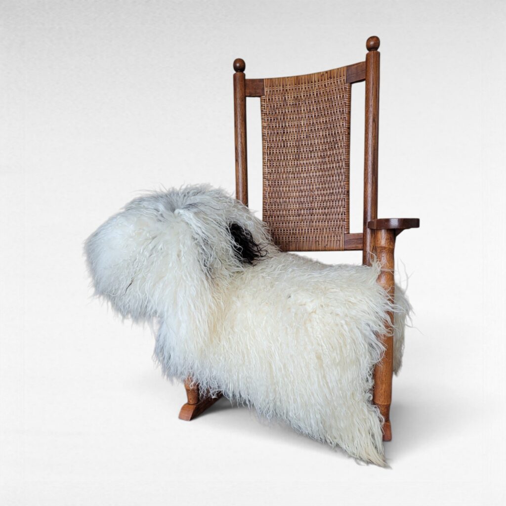Highly Textured Ecru & Brown Spotted Icelandic Sheepskin 49″ × 31″