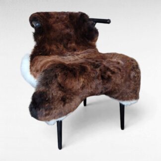 Rare Copper Brown & White Shorn Icelandic Sheepskin Deep Mahogany & White 44″ × 31″