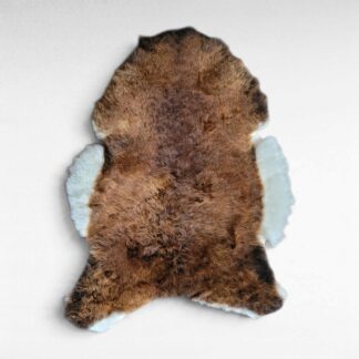 Rare Copper Brown & White Shorn Icelandic Sheepskin Naturally Varied Copper 45″ × 31″