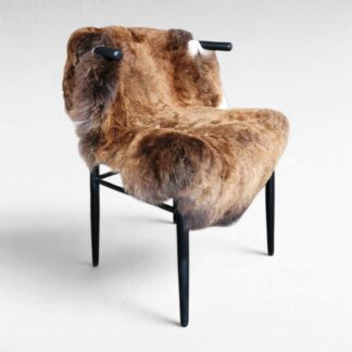 Rare Copper Brown & White Shorn Icelandic Sheepskin Warm Copper & White 43″ × 32″