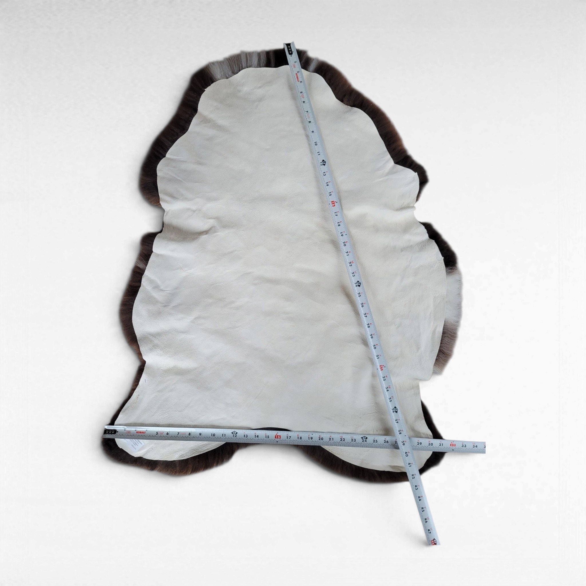 Rare Copper Brown & White Shorn Icelandic Sheepskin Warm Copper & White 43″ × 32″ - Image 4