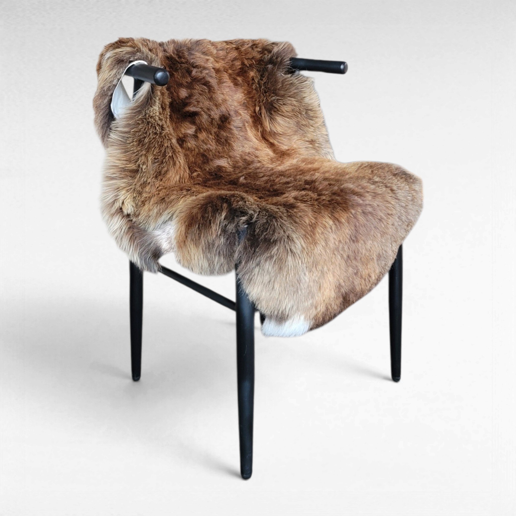 Rare Copper Brown & White Shorn Icelandic Sheepskin Natural Copper Tones 43″ × 32″ - Image 2