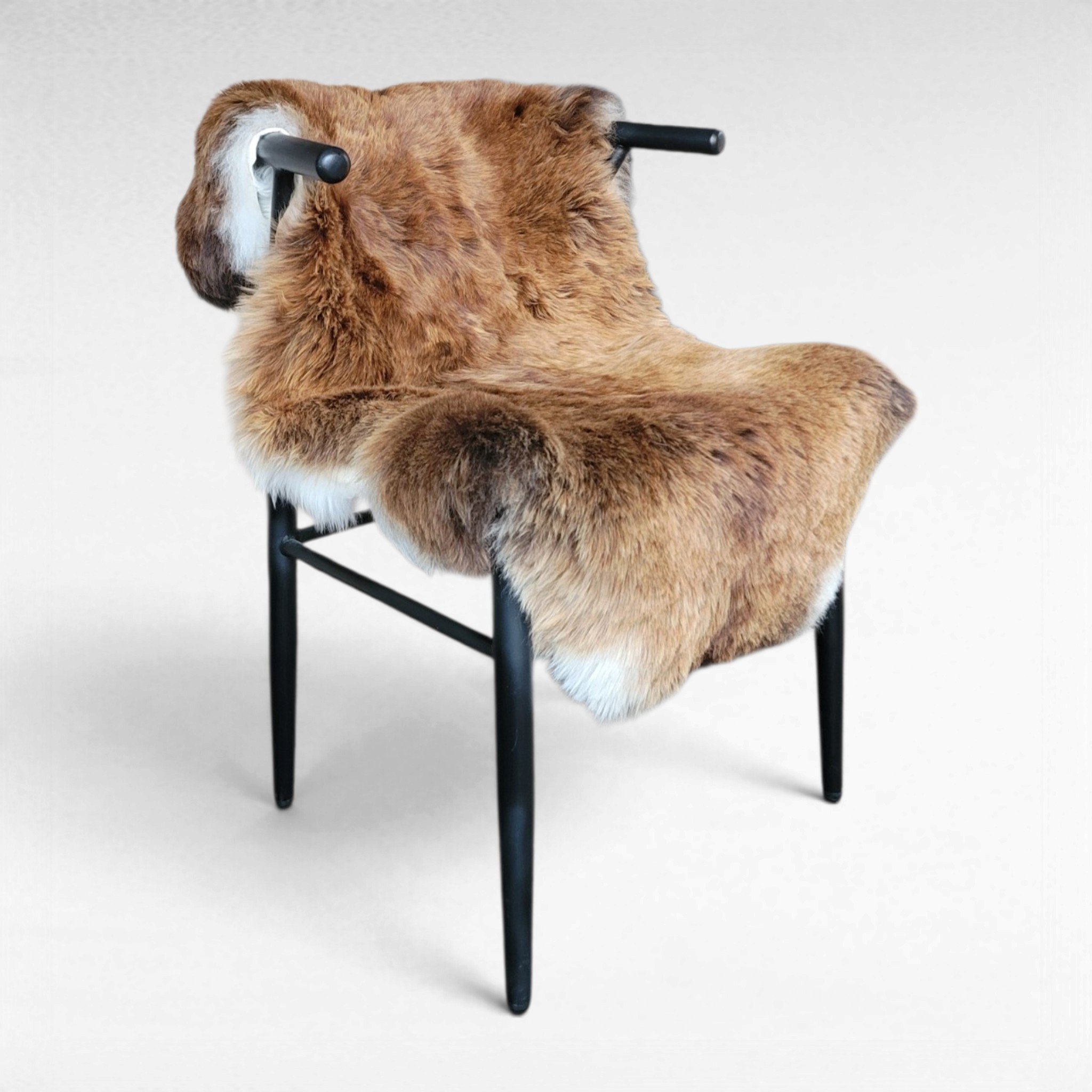 Rare Copper Brown & White Shorn Icelandic Sheepskin Lightweight & Supple 44″ × 31″ - Image 2
