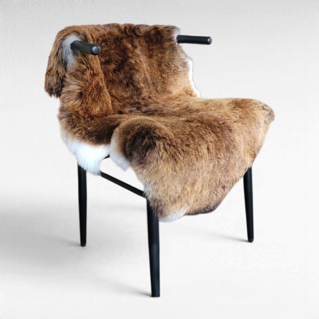 Rare Copper Brown & White Shorn Icelandic Sheepskin – Dense & Substantial 43″ × 32″