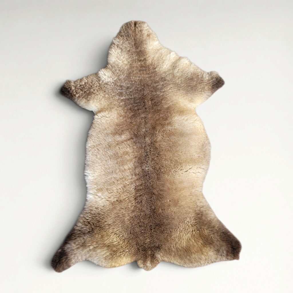 Rare Natural Tan German Sheepskin Rustic Look Hide 49" x 34"