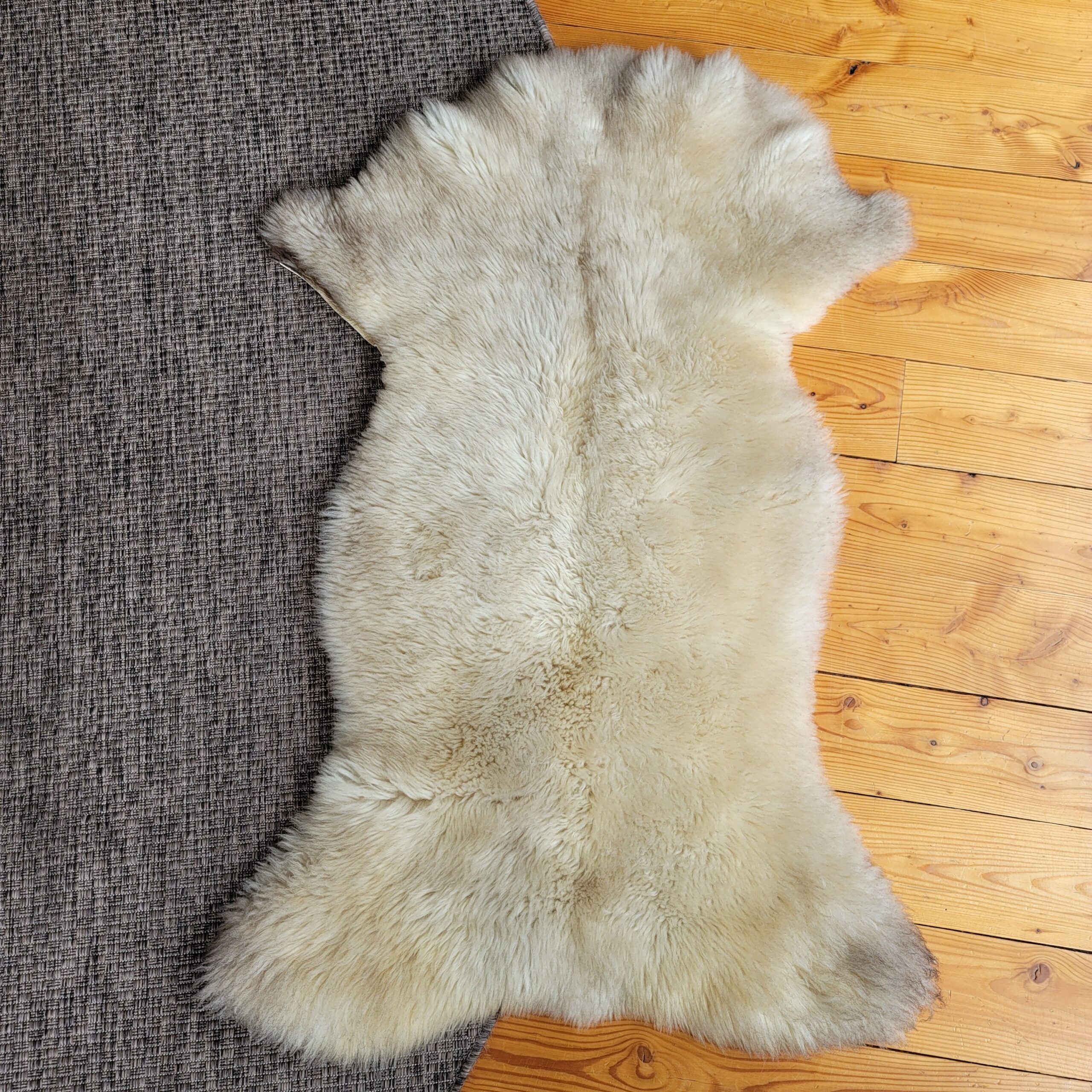 Rare German Sheepskin – Natural Bone, Tan & Cream – 49" × 30" - Image 4