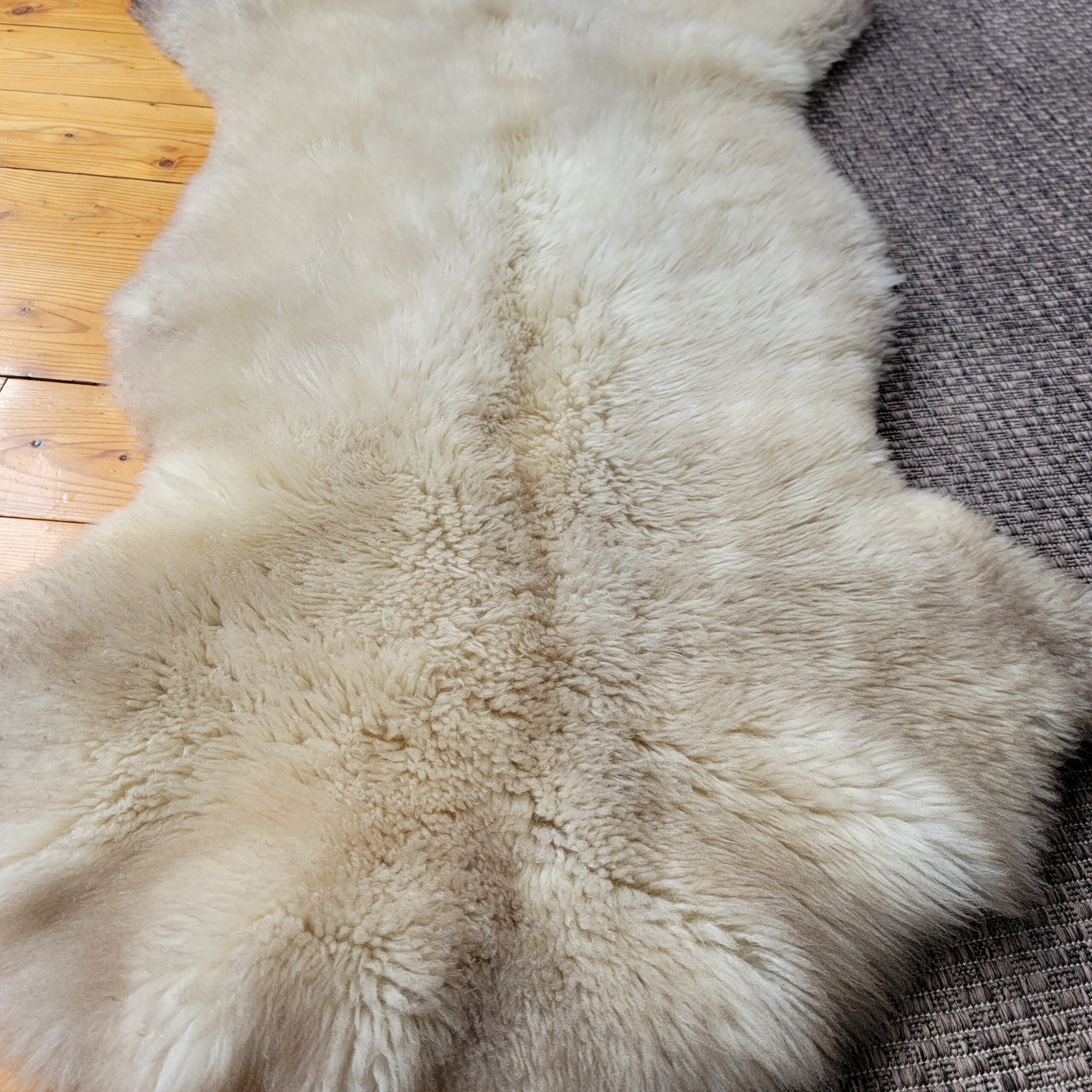 Rare German Sheepskin – Natural Bone, Tan & Cream – 49" × 30"