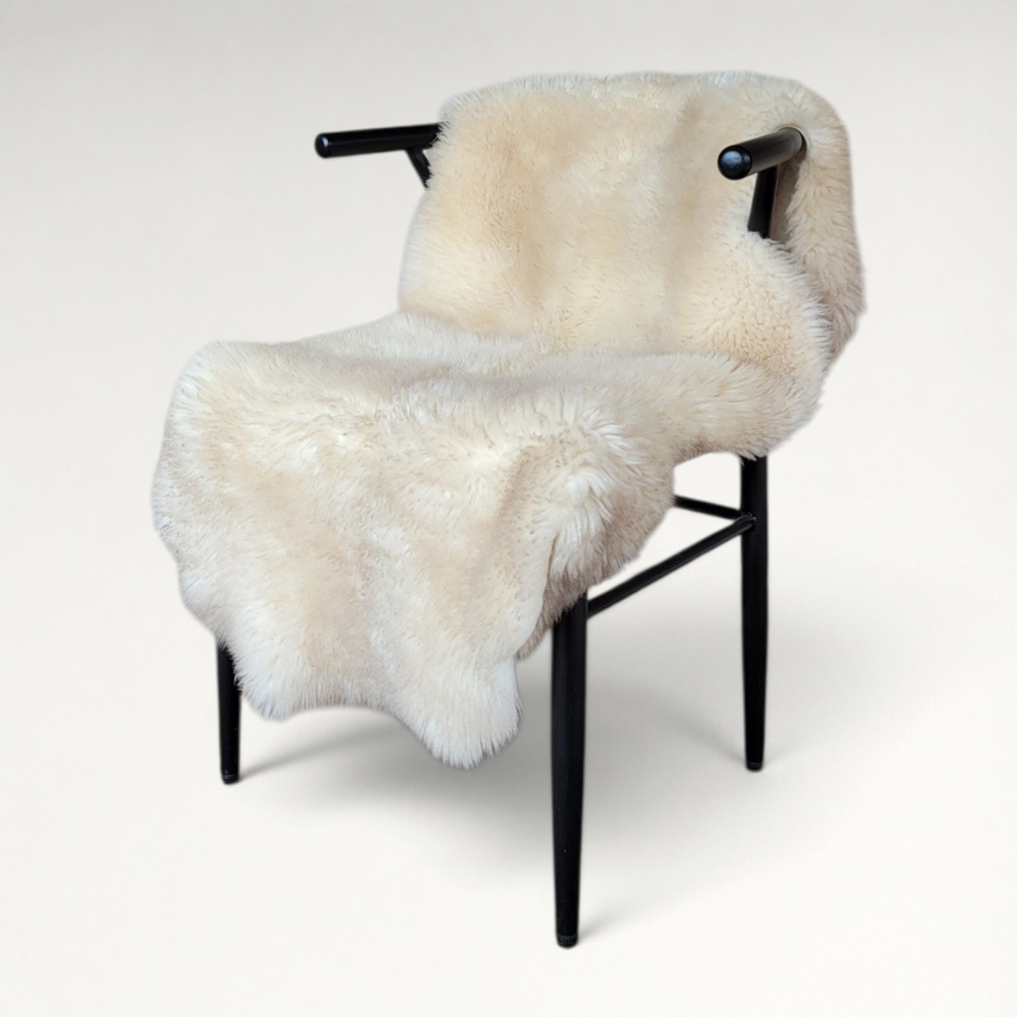 Rare German Sheepskin – Natural Bone, Tan & Cream – 49" × 30" - Image 2
