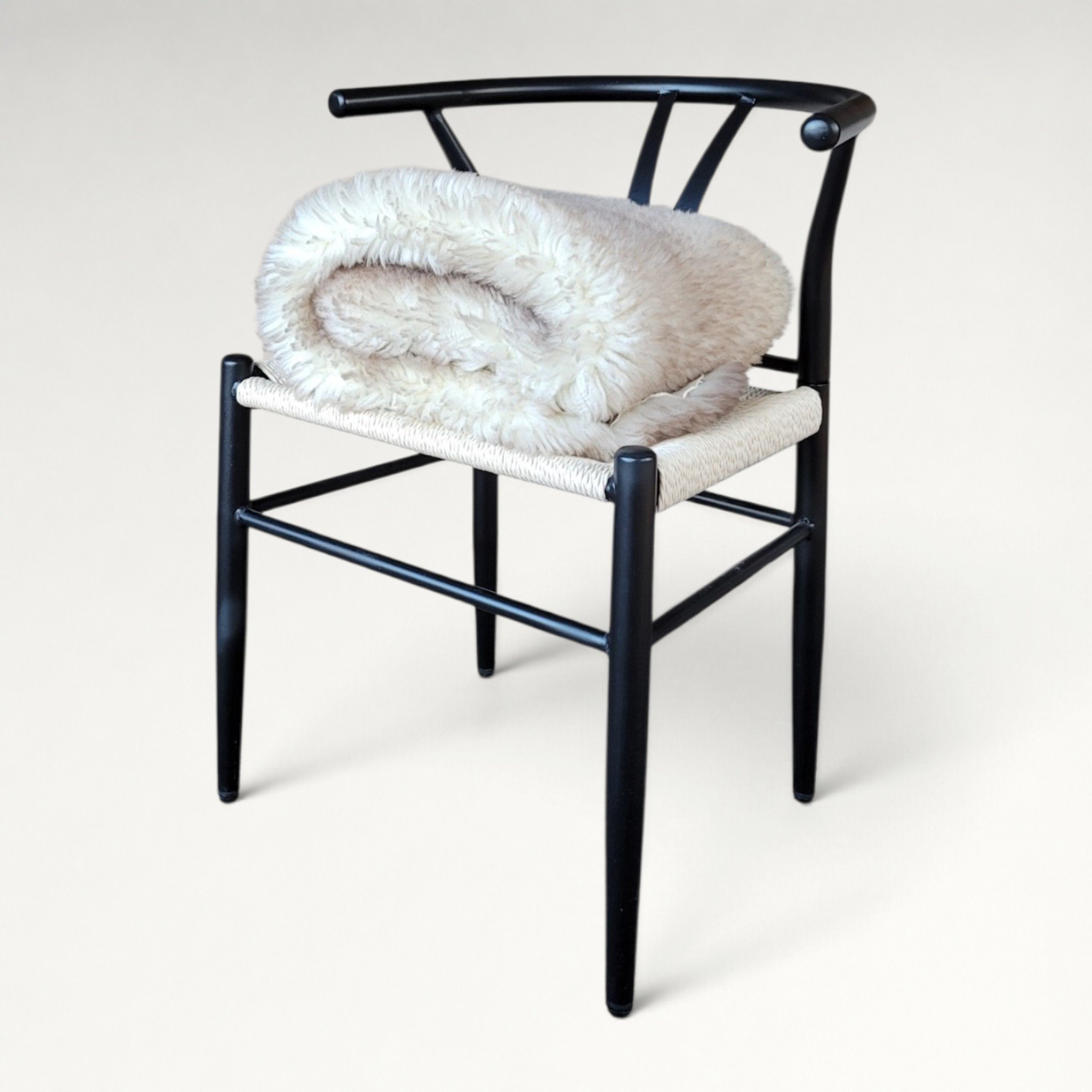 Rare German Sheepskin Soft Gray, Cream & Tan Throw 47″ × 34″ - Image 2