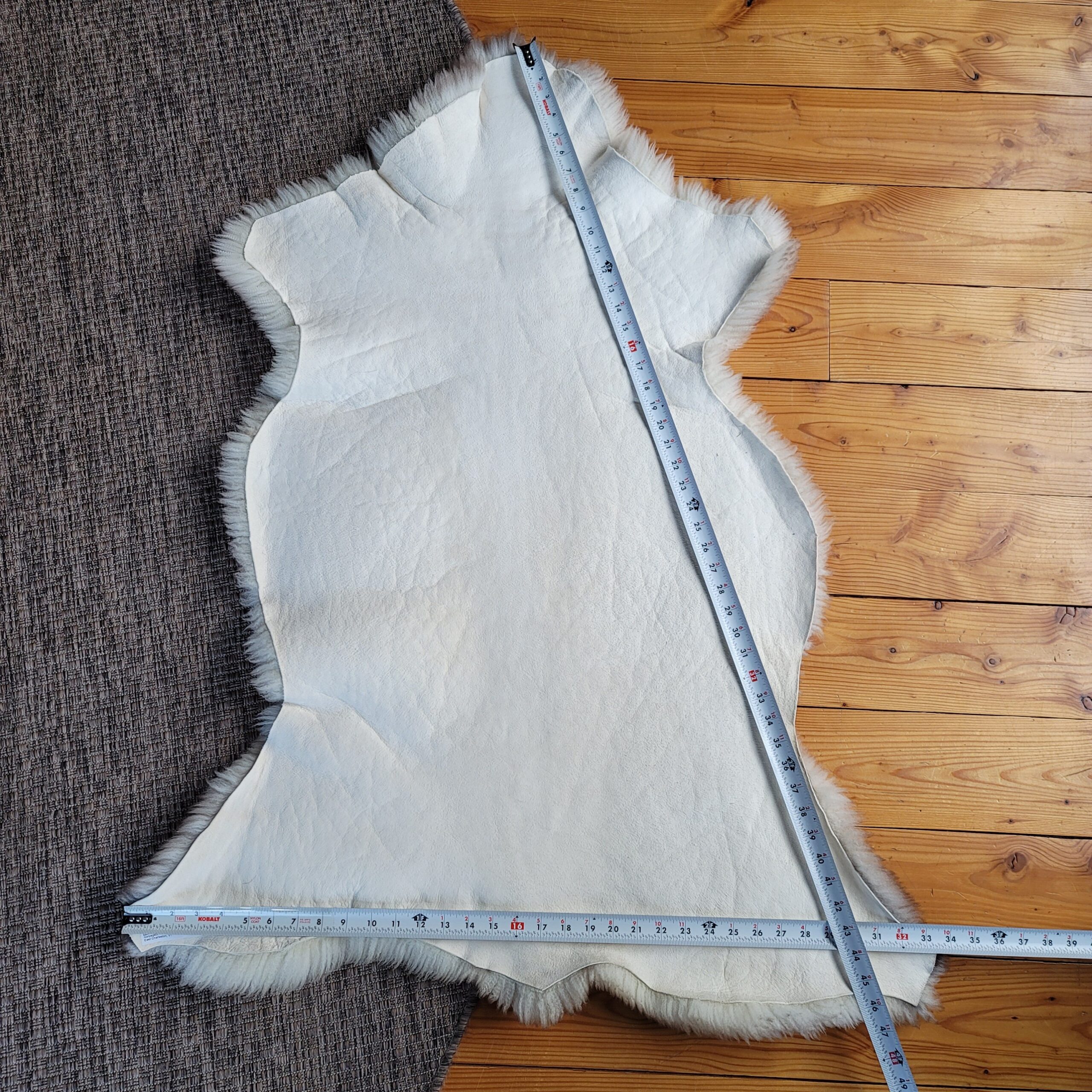 Rare German Sheepskin Soft Gray, Cream & Tan Throw 47″ × 34″ - Image 5