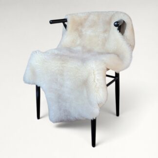 Rare German Sheepskin Cream & Tan Rustic Throw 50″ × 33″