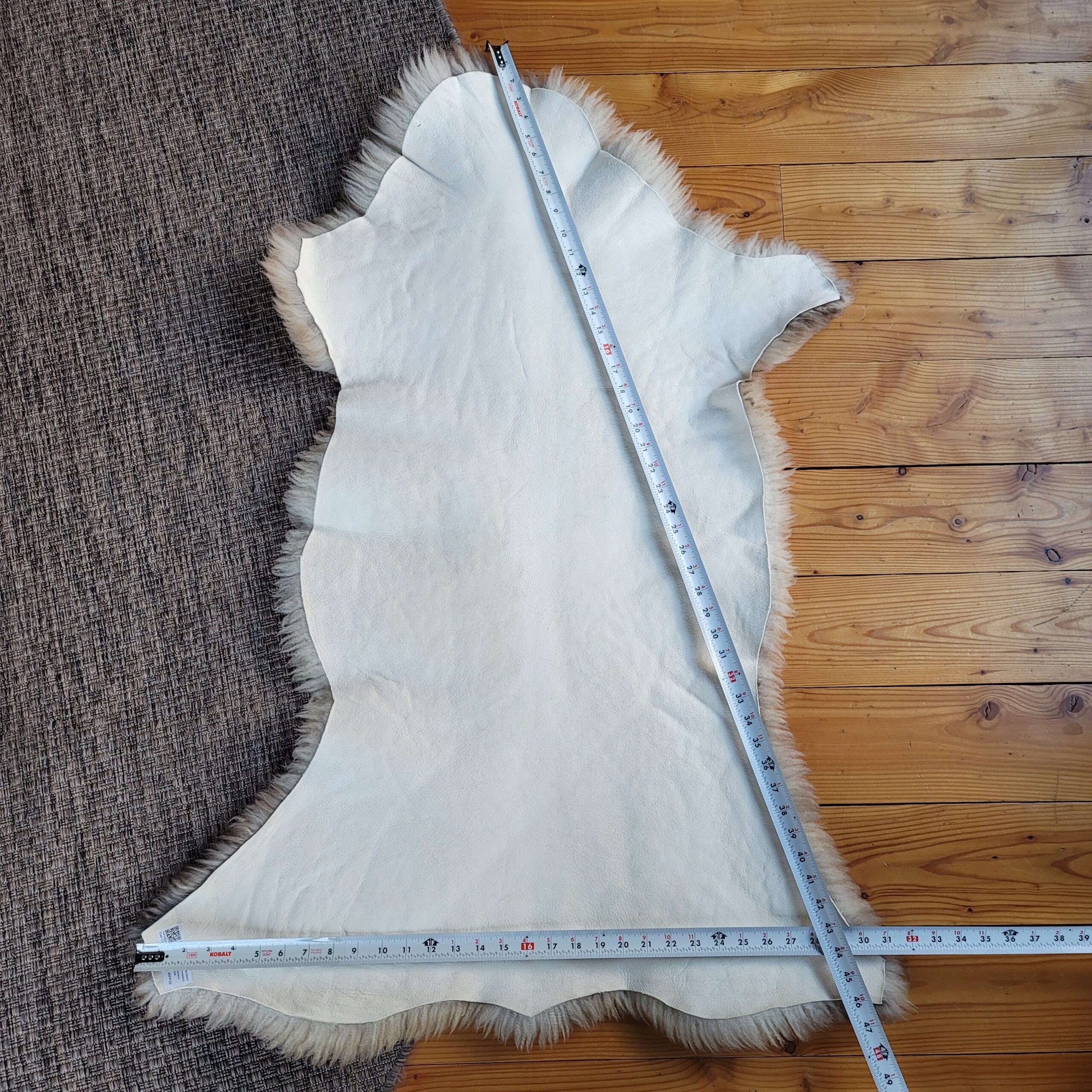 Rare German Sheepskin Natural Tan Rustic Accent 47″ × 32″ - Image 5