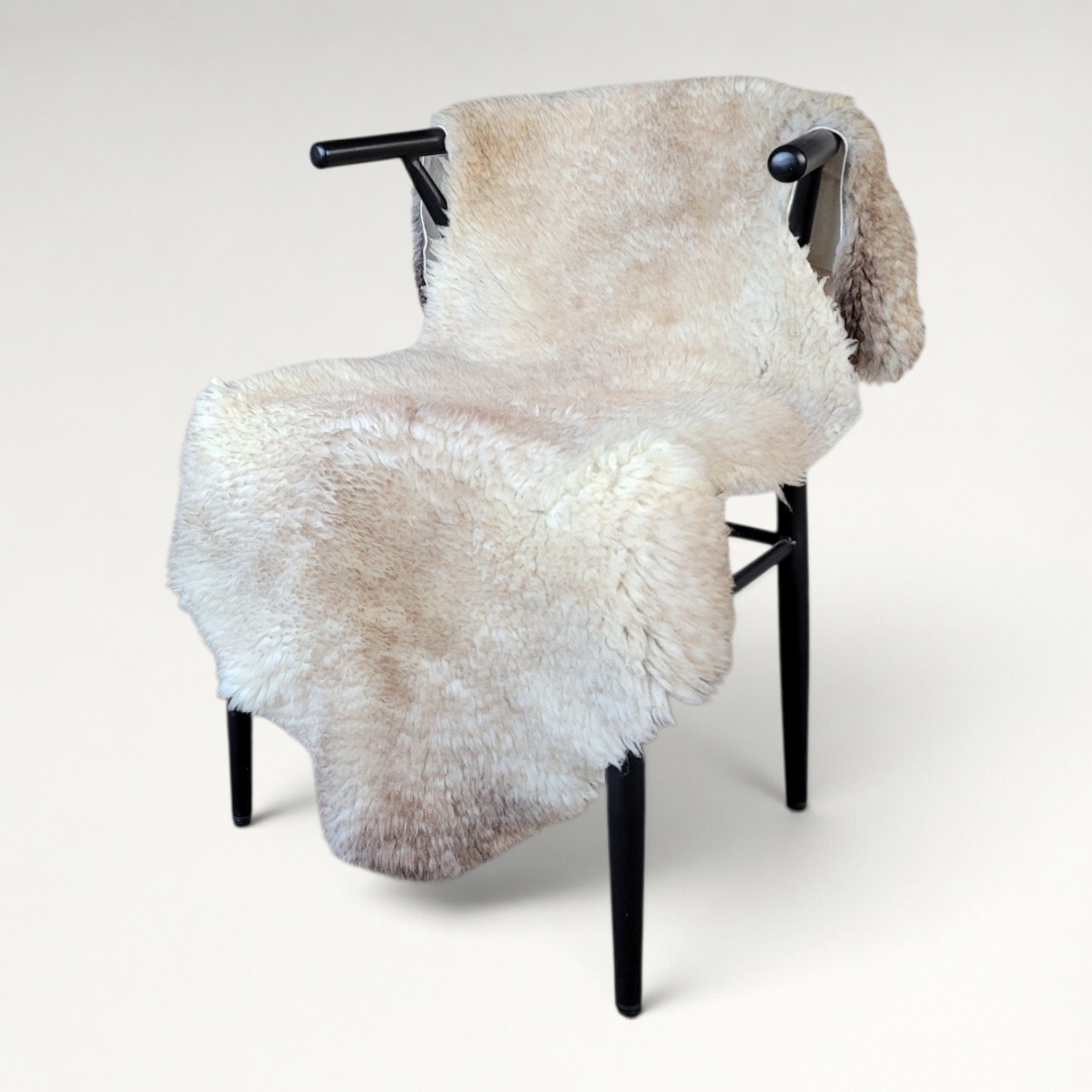 Rare German Sheepskin Short Crimped Natural Tan Wool 49″ × 34″ - Image 3
