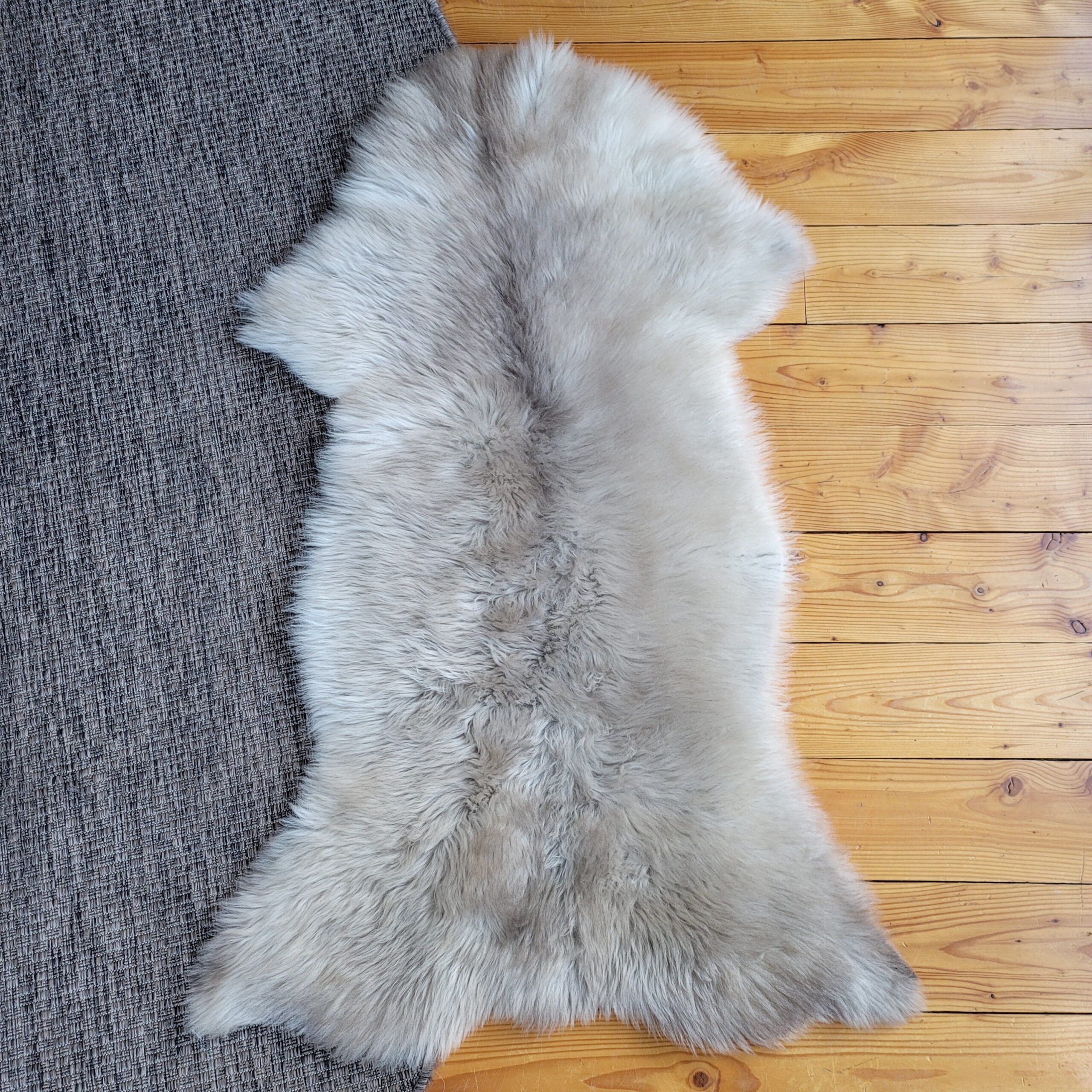 Rare German Sheepskin Natural Gray Supple Throw 47″ × 30″ - Image 3