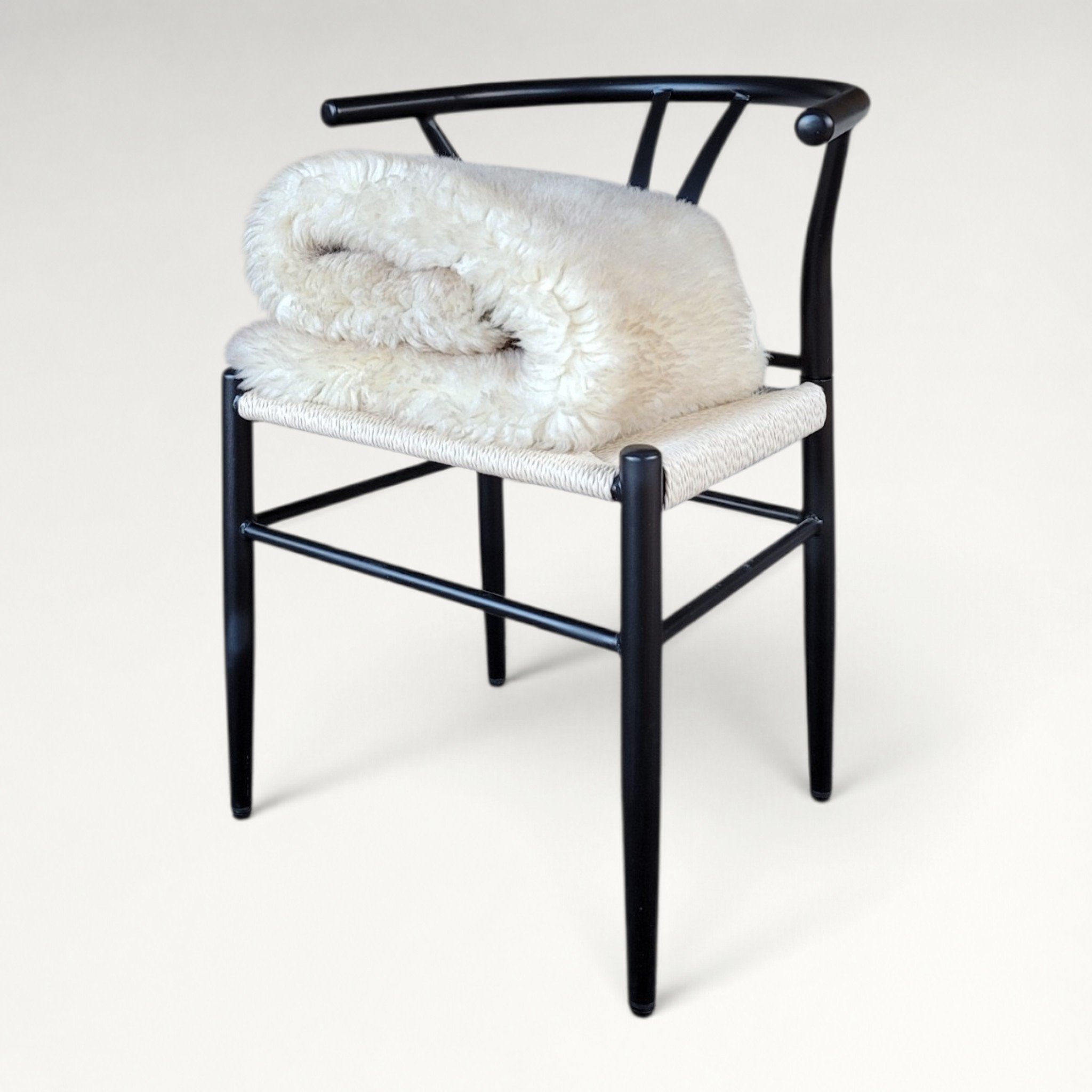 Rare German Sheepskin Tan, Gray & Cream Country Accent 46″ × 33″ - Image 4
