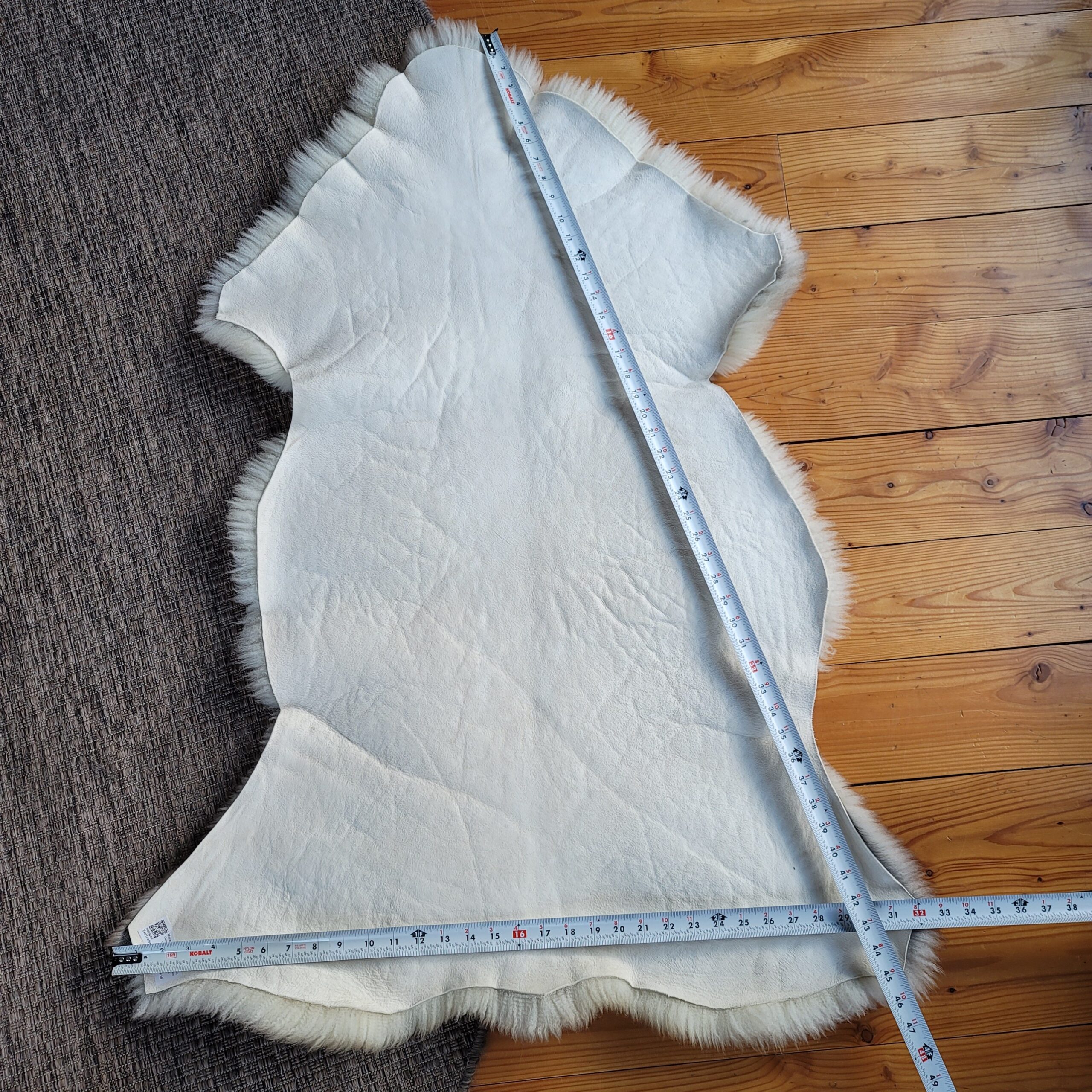 Rare German Sheepskin Tan, Gray & Cream Country Accent 46″ × 33″ - Image 6