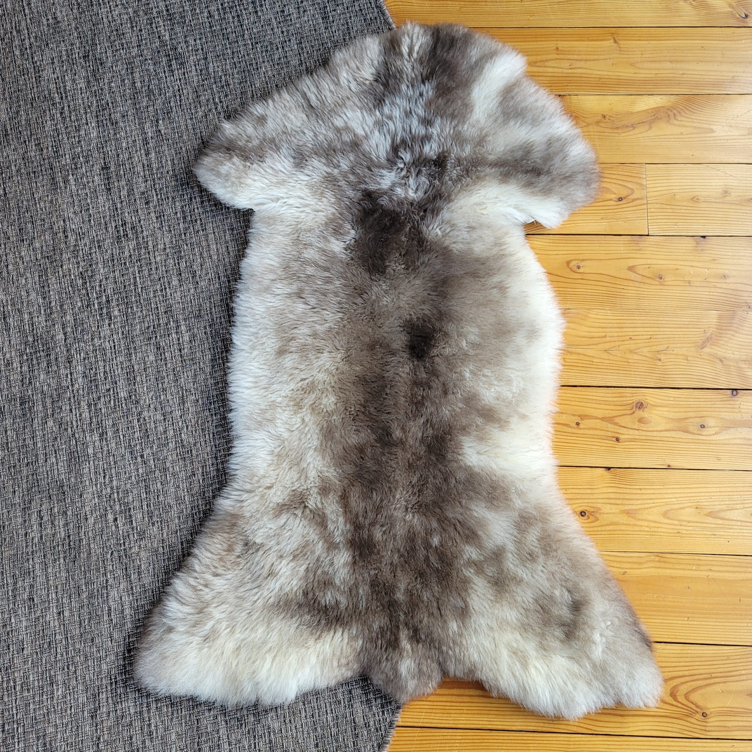 Rare German Sheepskin Brown, Cream & Tan Natural Wool 45″ × 30″ - Image 4