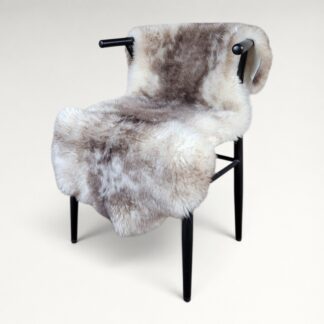 Rare German Sheepskin Brown, Cream & Tan Natural Wool 45″ × 30″