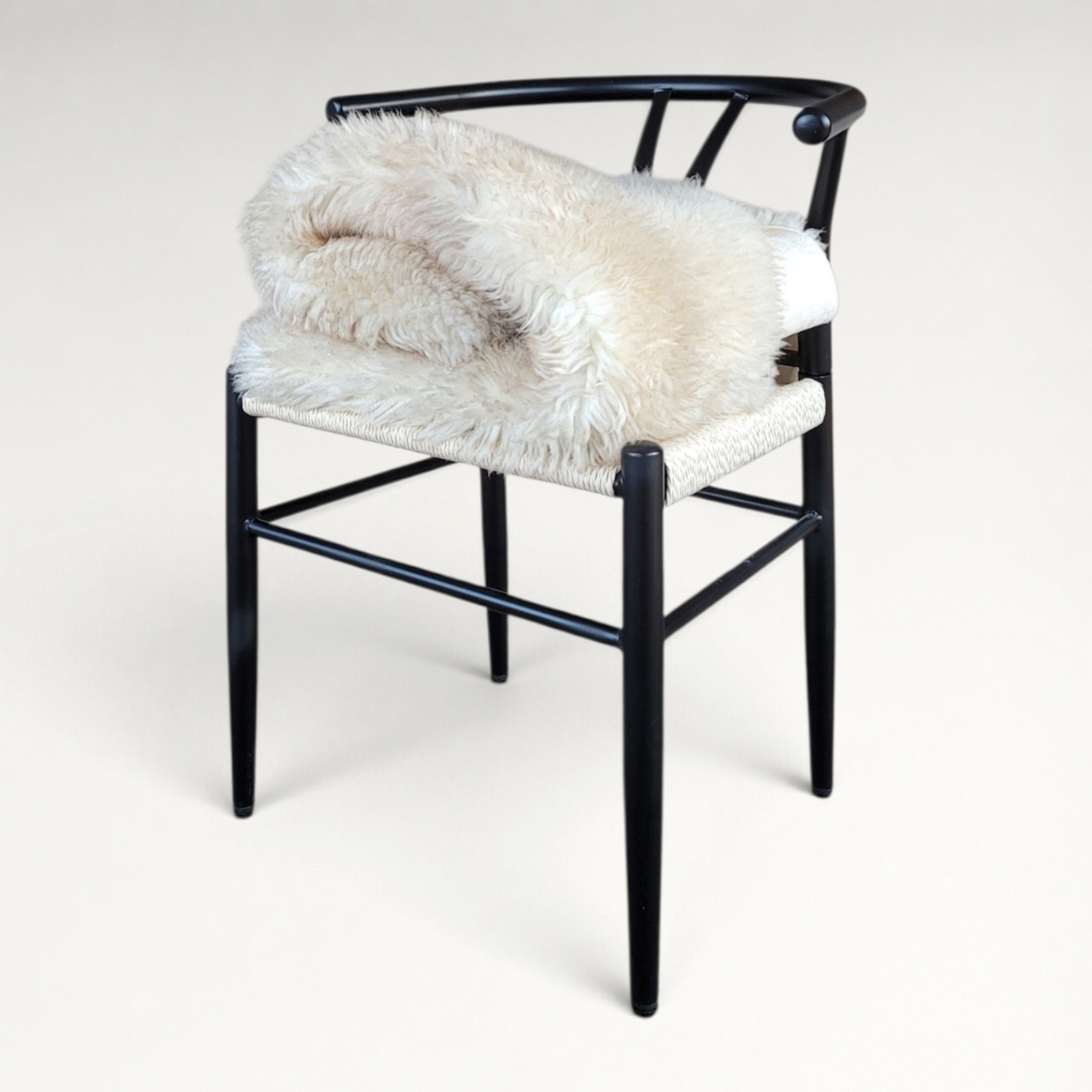 Rare German Sheepskin Natural Tan Rustic Throw with Stitching 51″ × 36″ - Image 4