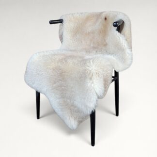 Rare German Sheepskin Natural Tan Rustic Throw with Stitching 51″ × 36″