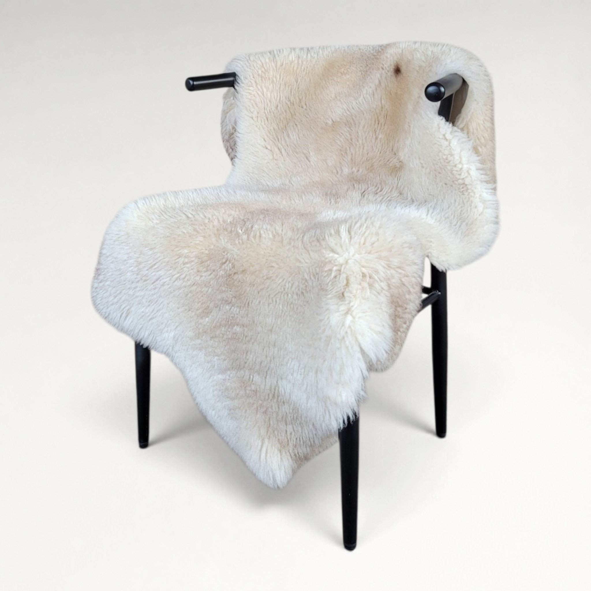 Rare German Sheepskin Natural Tan Rustic Throw with Stitching 51″ × 36″