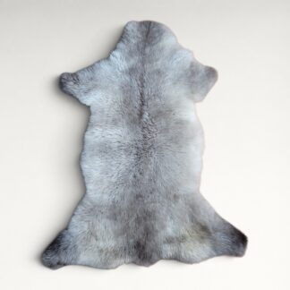 Rare German Sheepskin Natural Gray Rustic Throw 45″ × 32″