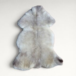 Rare German Sheepskin Tan, Gray & Cream Country Accent 46″ × 33″
